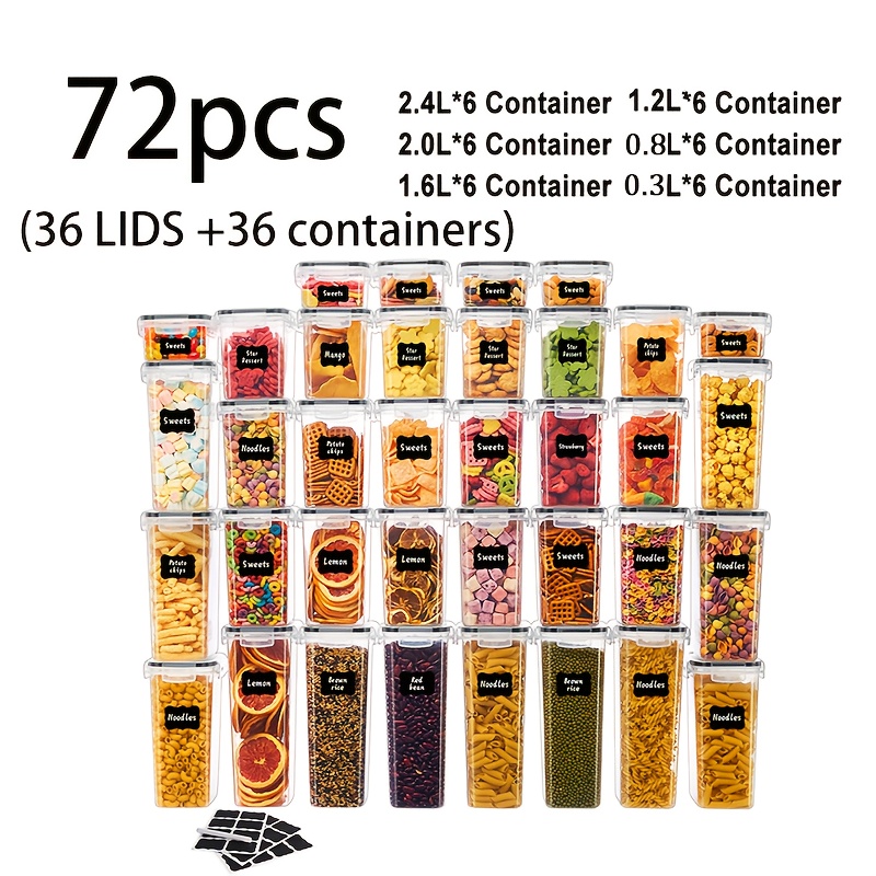 TEMU 72pcs Storage Containers, Storage Boxes Kitchen Storage Boxes, Sealed Storage Food Dispenser, Food Storage Boxes, Storage Containers For Grain