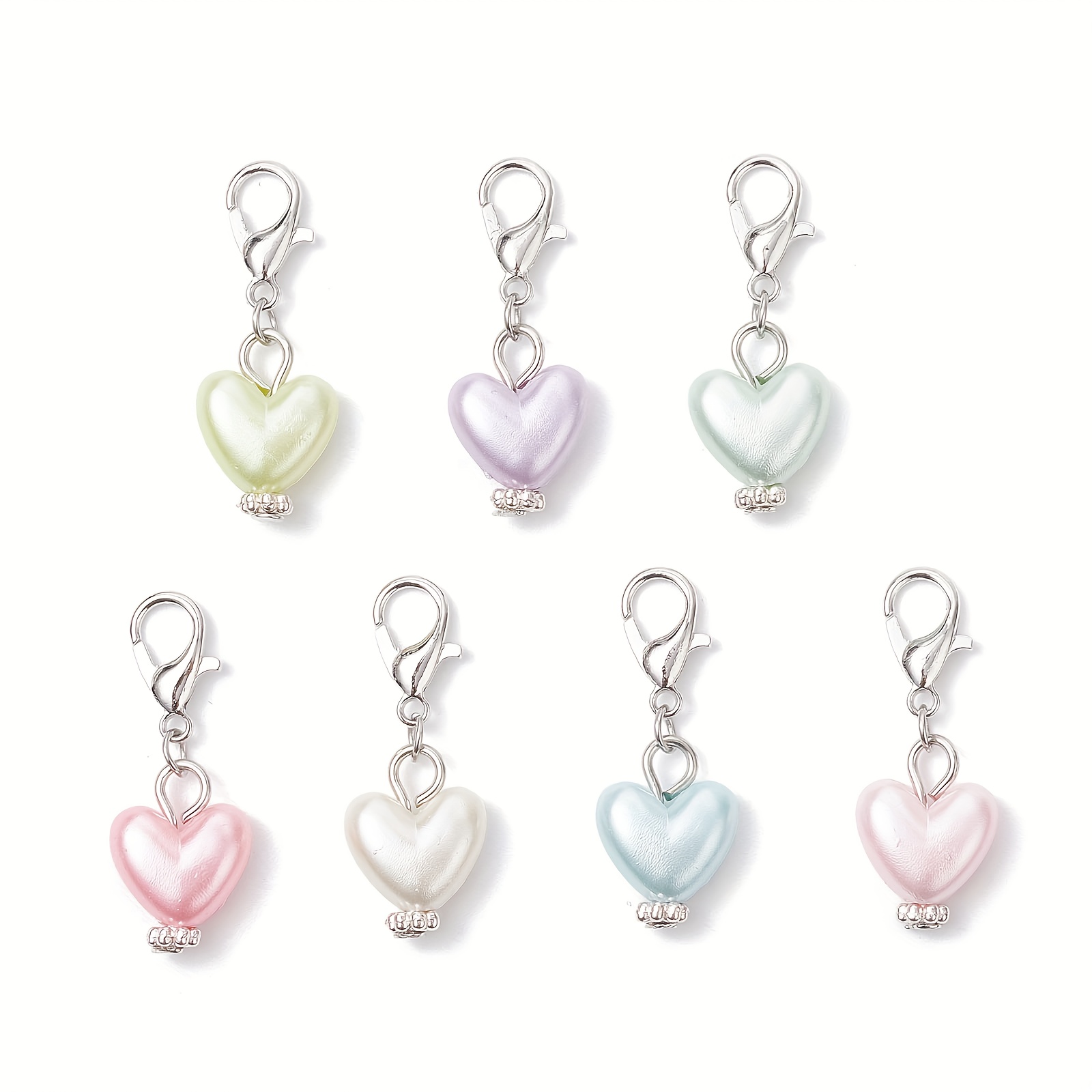 Image of 50pcs Acrylic Pendant Decorations, With Alloy Clasps, Heart, Acrylic Pendant Decorations, With Alloy Clasps, Heart, Diy Wallet Making