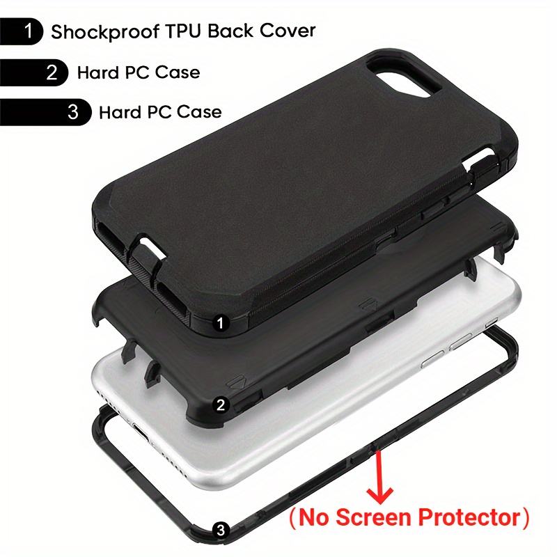 

For Iphone 6/7/8/se 2020 Case, Se 2022 Case, 3 In 1 Phone Case, Shockproof Tpu Hard Pc Bumper Drop-proof Shell For Iphone Se 2nd 3nd 4.7" Inch