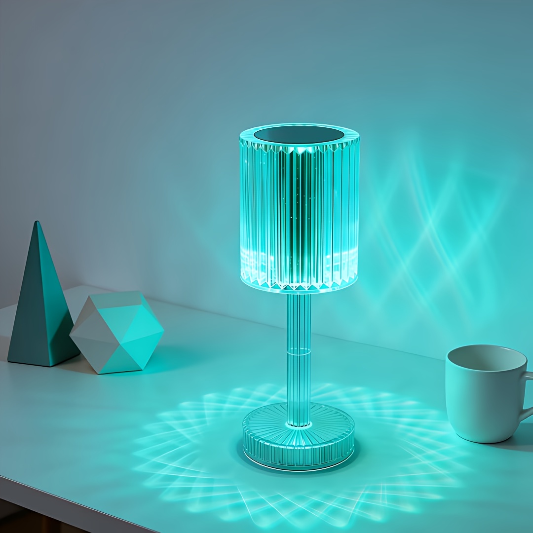 TEMU 2d Flat, Crystal Bedside Lamp Small Decorative Piece Tap-adjustable Led Light Usb-powered Gift Interior Decor Modern Table Lamp Decorative Lamp