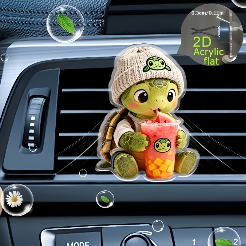 TEMU 2d Flat No Scent Source "cute Turtle Vent Decor Clip, Fashionable Car Interior Accessory, Diffuser, Perfect Christmas And Thanksgiving Holiday