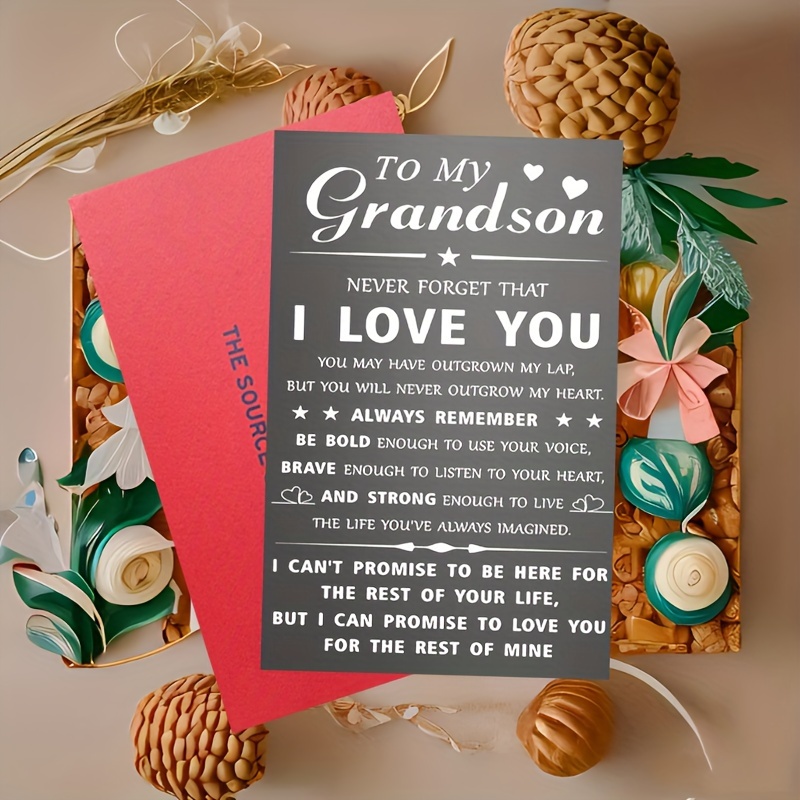 

1pc Inspirational Grandson Greeting Card - Keepsake For Family, Friends, And - Unique Birthday, Graduation, Holiday, And Special Occasion Card Message