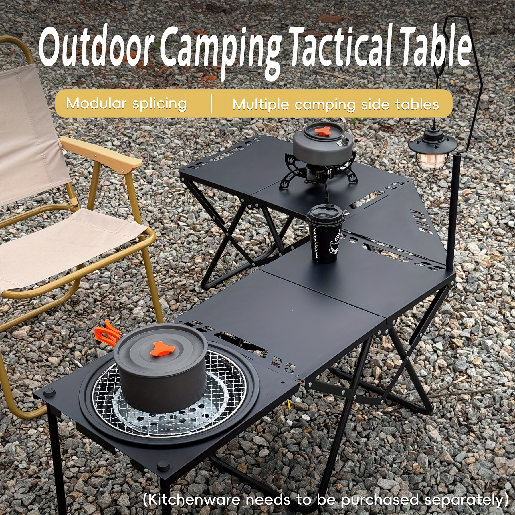 Cuisine Camping Outsunny Camping Kitchen Table, Portable Folding