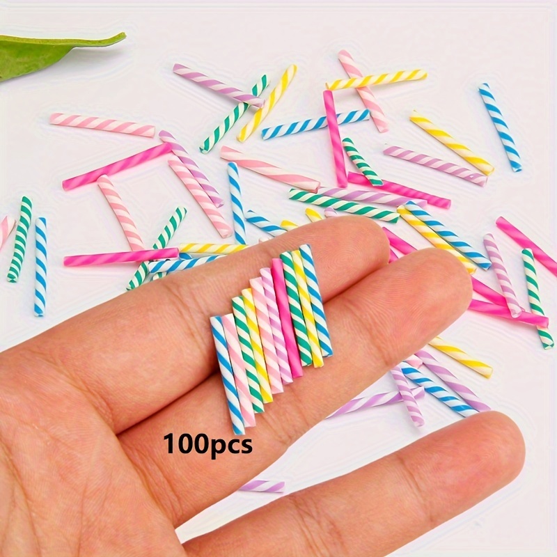 100pcs Colored Spiral Stripe Pattern Sticks, Keychain Jewelry Making