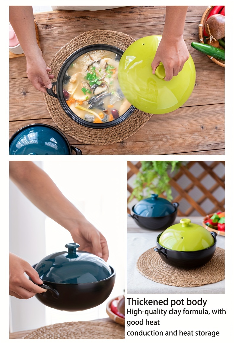 blx green 1pc spherical ceramic casserole stew pot high temperature resistant heat resistant   material round shape hand wash only details 3