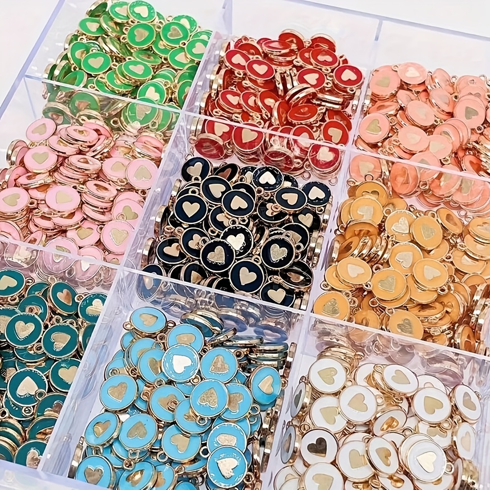 

50/100pcs -sided Heart Alloy Round Small Pendant Suitable For Diy Necklace Earrings Hair Accessories Peach Heart Accessories Couple Pendant Jewelry Accessories Valentine's Day Gift