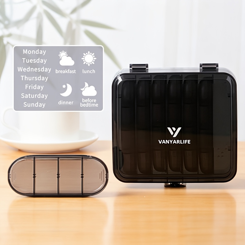 7-day Pill Box Organizer, Pill Organizer, Medicine Travel Bag, Travel-friendly Carry Case, With Labels For Convenient Medication Time Allocation