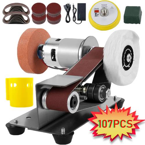 7 37 107pcs in 1 mini belt sanding machine knife sanding machine electric desktop sanding machine 7 adjustable speed slow polishing machines sanding machine suitable for diy metal and wood handicrafts tools and cutting tools
