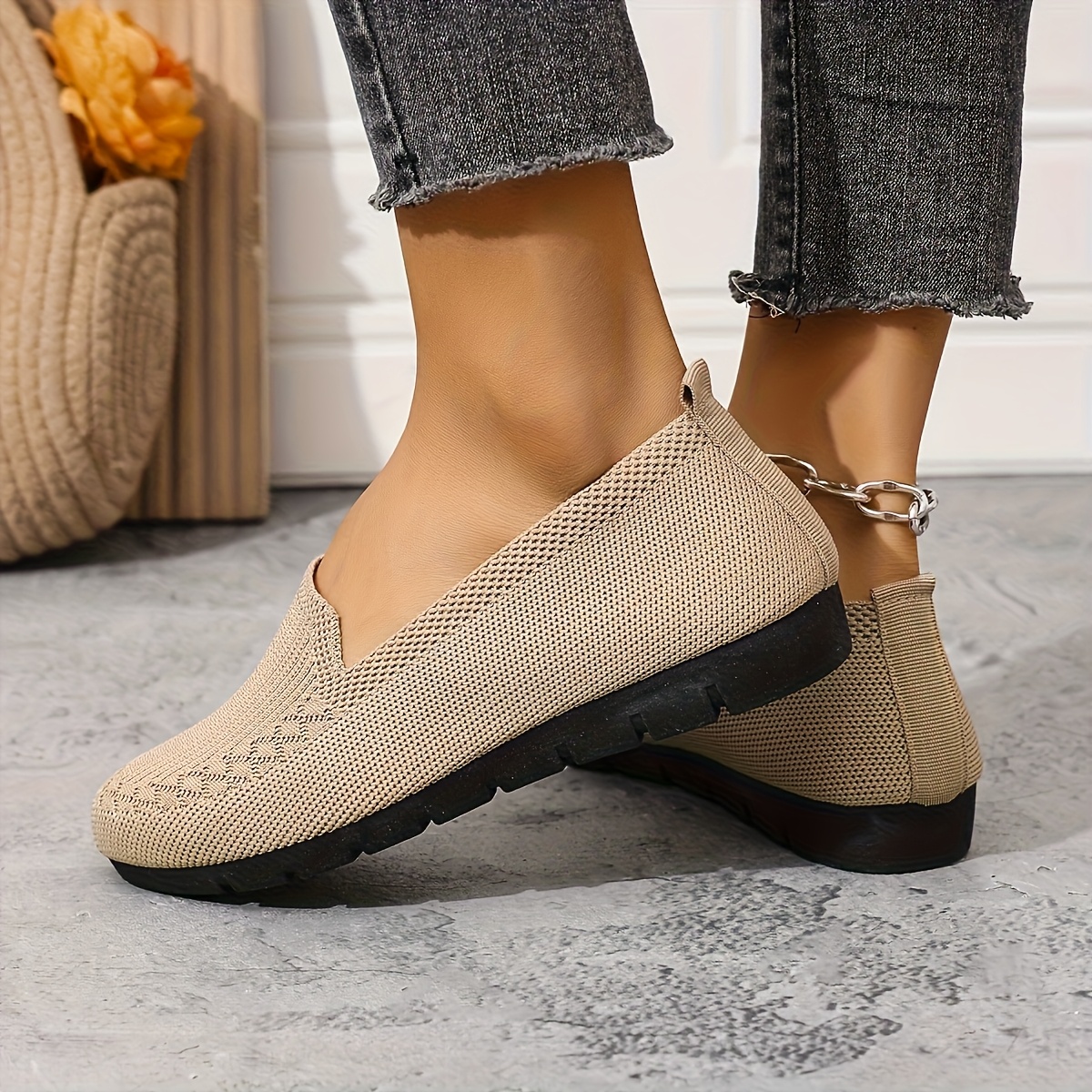Women'S Purple Knit Loafers - Slip-On, Lightweight, Non-Slip Flat Walking Shoes, Casual All-Season Low Top Fabric Sneakers, PVC Sole and Fabric Insole, Comfortable and Breathable, Allseason Loafers | Casual Loafers | Comfortable Footwear, Loafer Sneakers