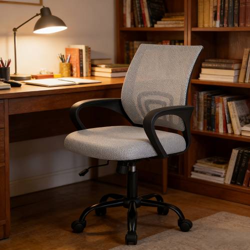 height adjustable office desk chair with lumbar support rocking mode fixed armrests swivel computer gaming chair for conference meeting rooms