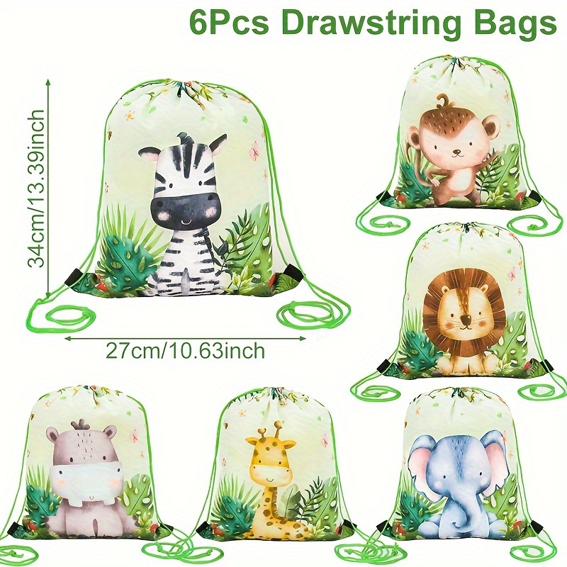 TEMU Regalo /Lui 6 pezzi, Borsa portaoggetti regalo animali della , con cinturino con coulisse, Forniture per feste di compleanno, Regali decorativi
