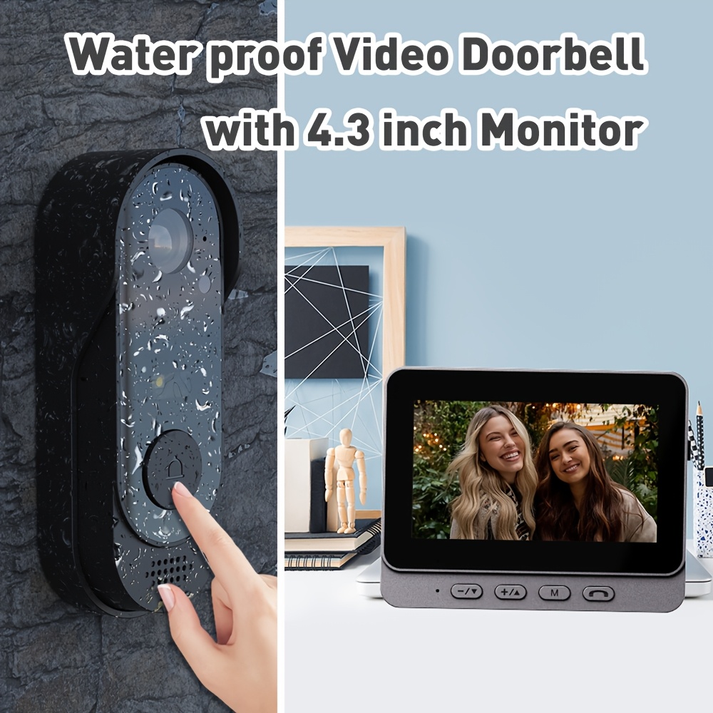 

1 Set, Video Doorbell, 480p Camera Pixel, With 4.3 Inch Screen Indoor Monitor, Required, No Network Required, Friendly Using For , Support Sd Card Slot Saving & Videos, Storage