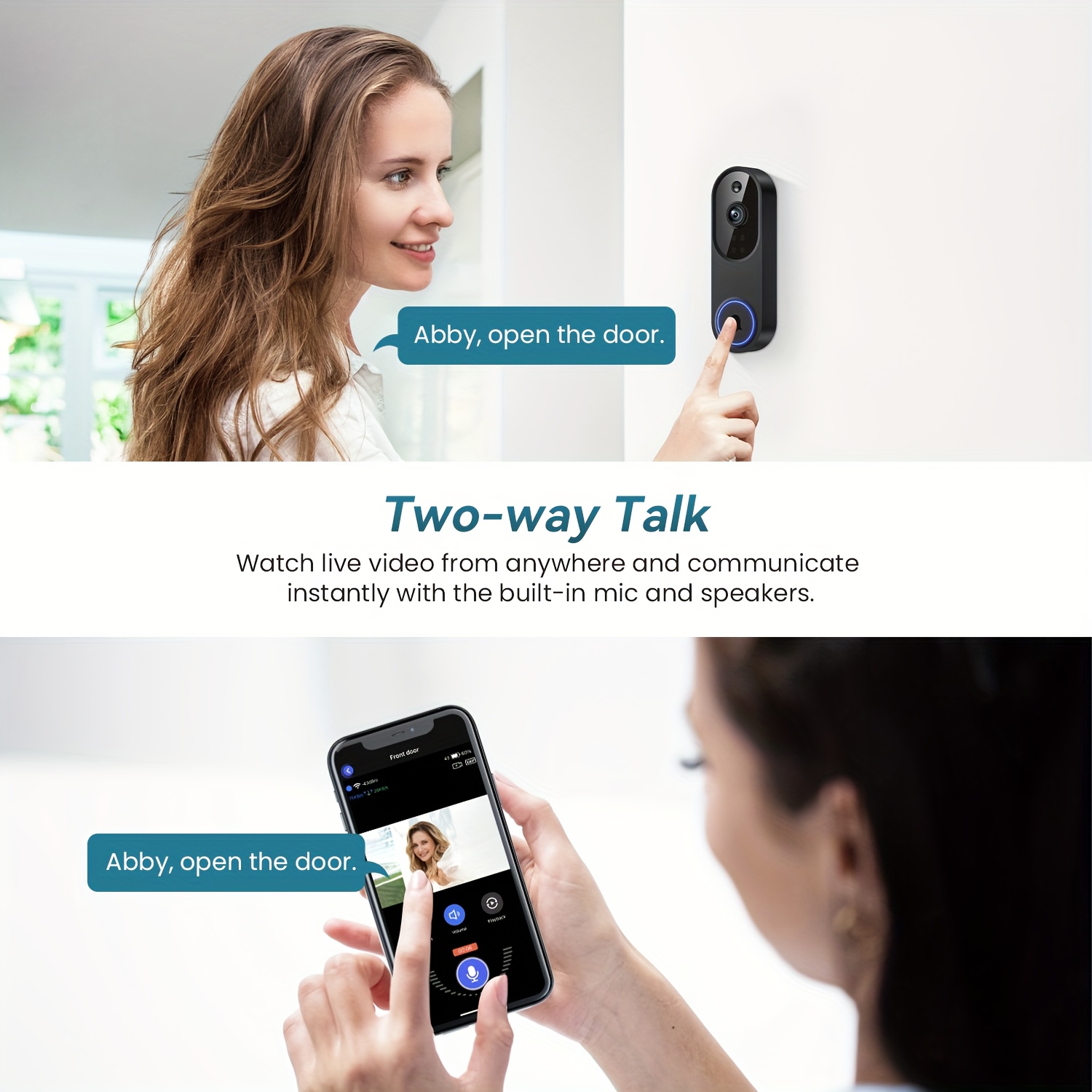 1920P Wireless Wi-Fi Video Doorbell Camera with Two-Way Audio & Night Vision