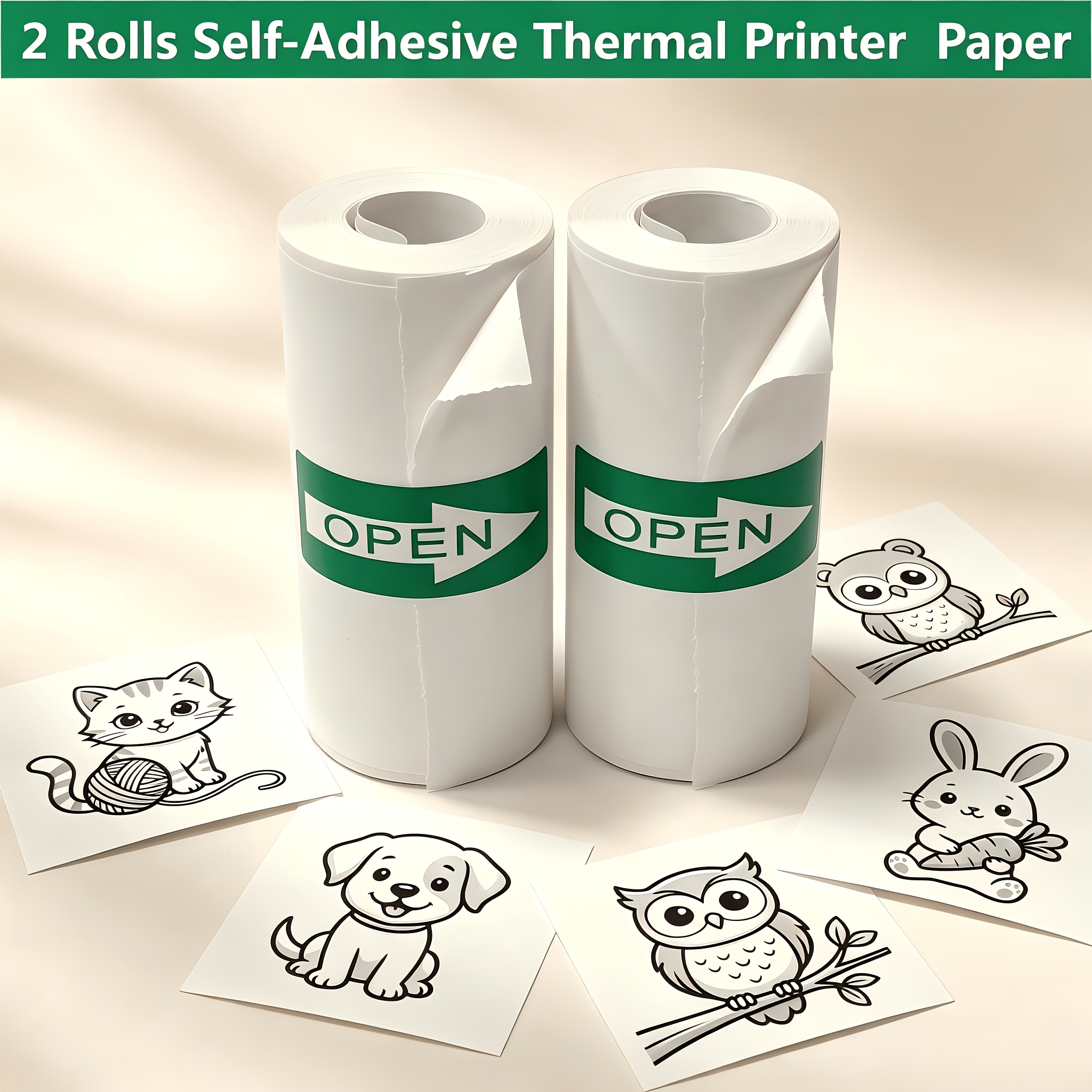 TEMU 2 Rollen Zelfklevend Mini Thermisch Printerpapier 57X25Mm, Universele Thermische Sticker Labels Geschikt Voor De Meeste Pocket Printers En