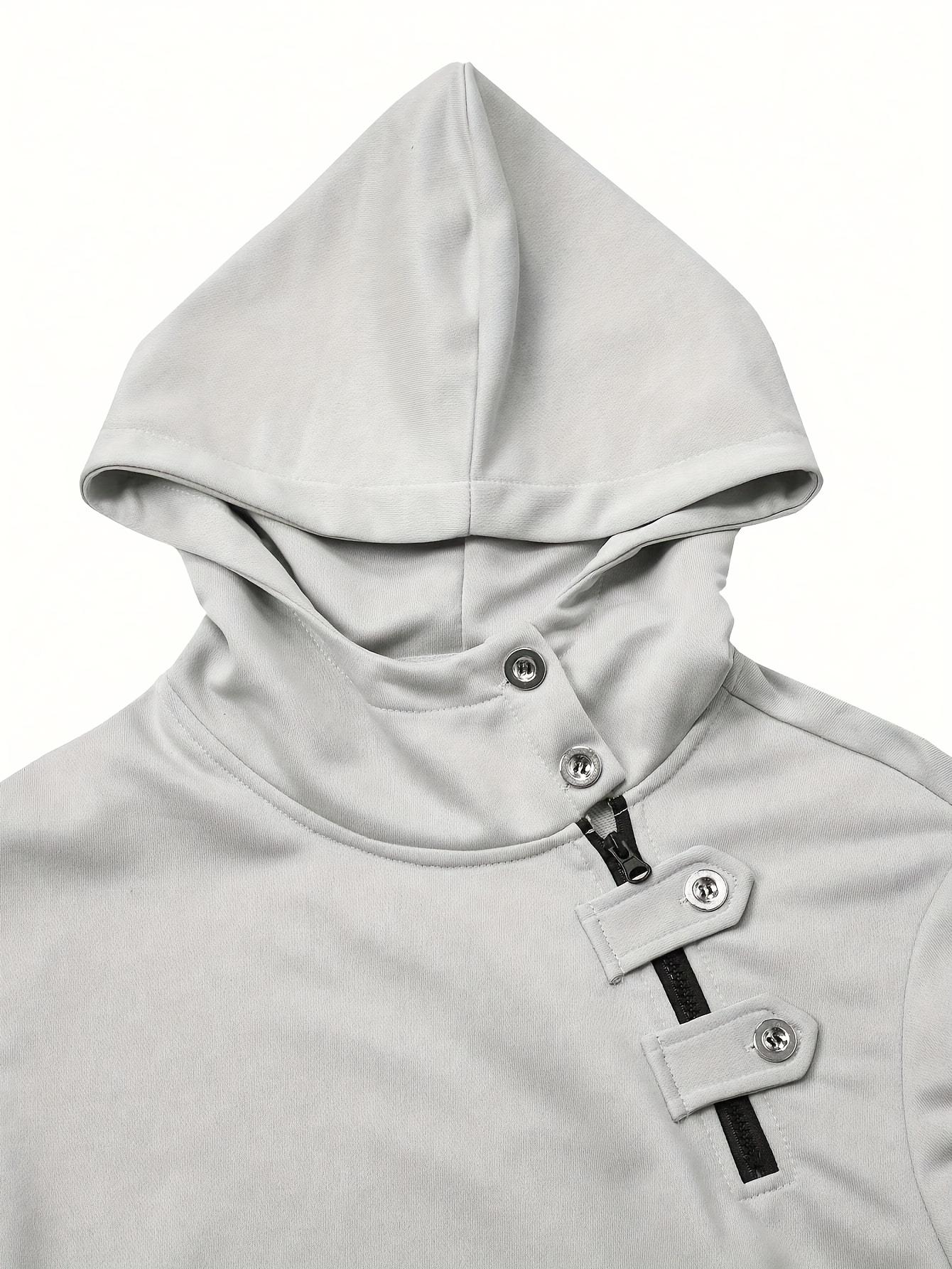 Men's Casual Green Hoodie with Half-Button Placket - Long Sleeve, Soft Polyester Fabric, Comfortable & Stylish for Spring/Fall, Casual Wear Hoodie | Minimalist Hoodie | Knitted Texture, Sweater Hoodie