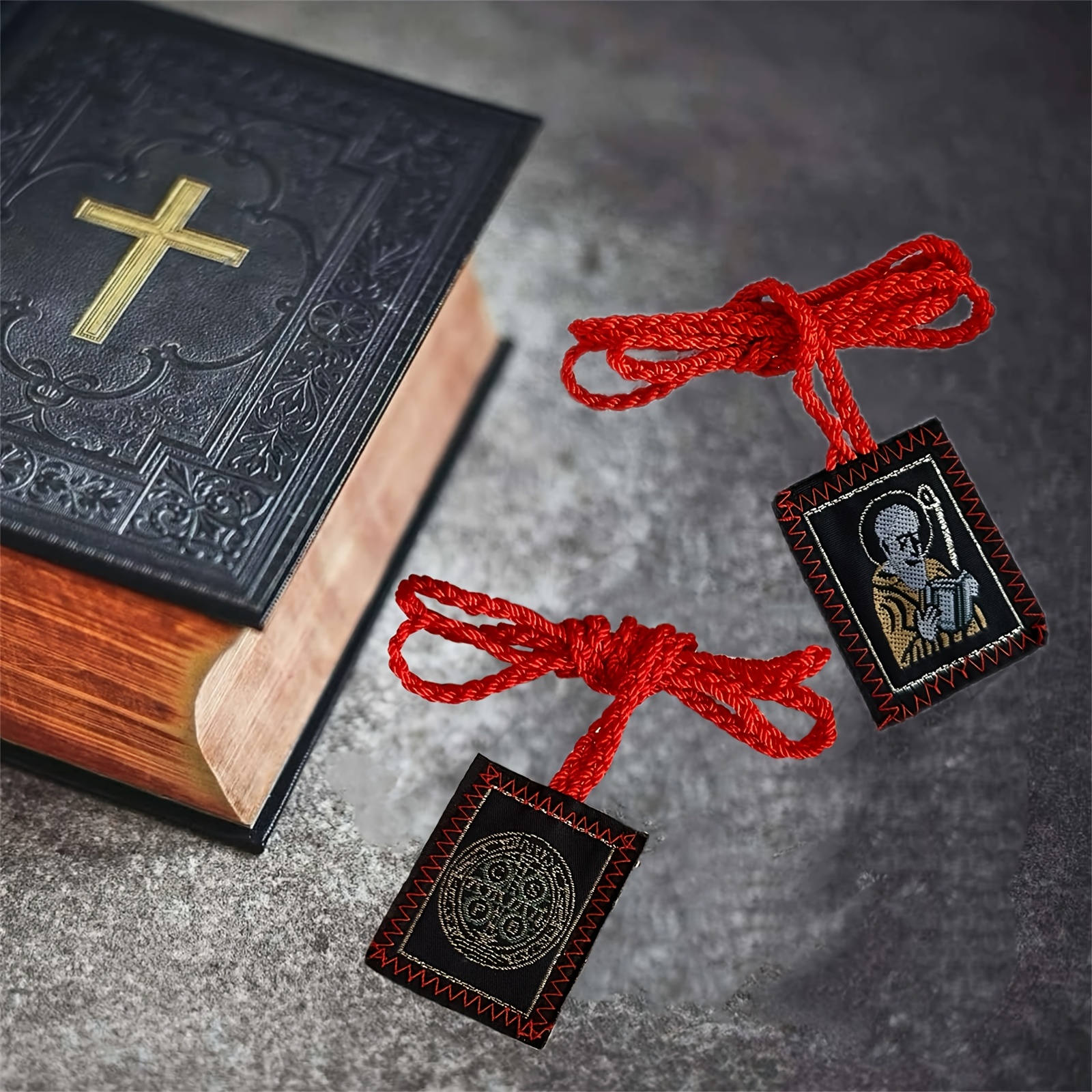 St Benedict Corded Red Scapular Necklace