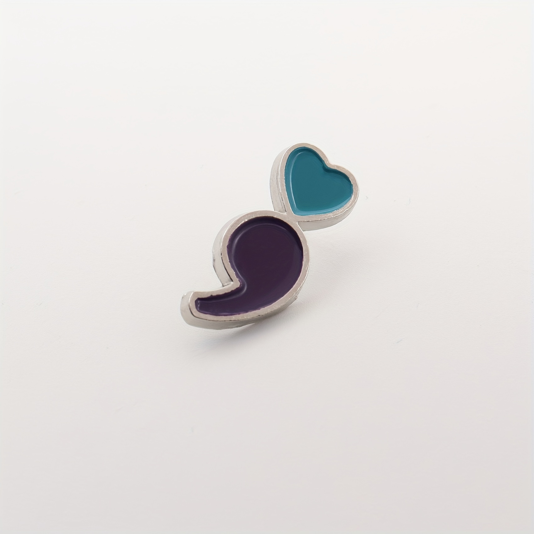TEMU 1pc Mental Suicide Prevention Awareness Lapel Pins Bulk Metal Purple & Teal Ribbon Pin Souvenir Series Gifts
