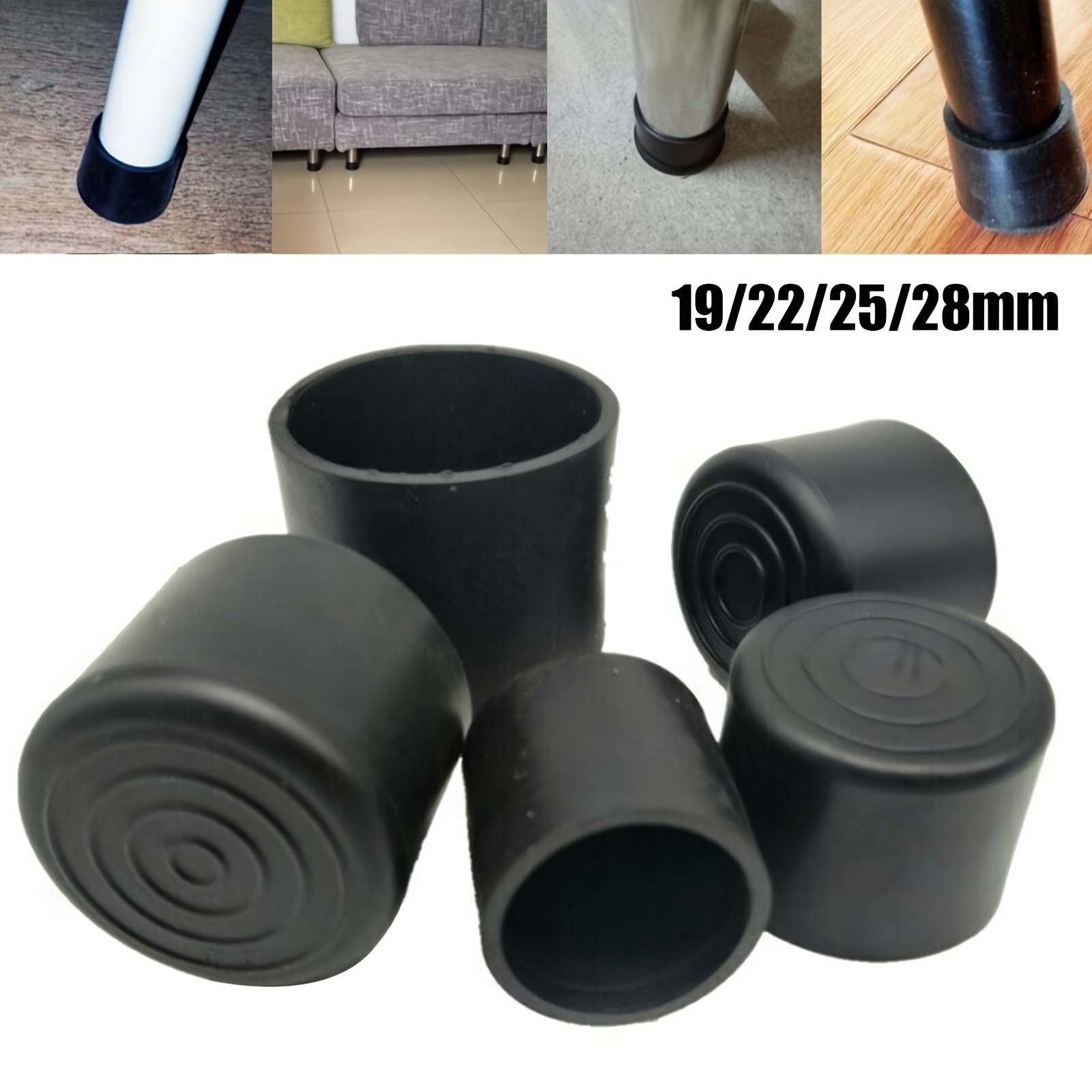 

20pcs Black Non-slip Rubber Table & Chair Leg Covers - Soft, Protection For Floors
