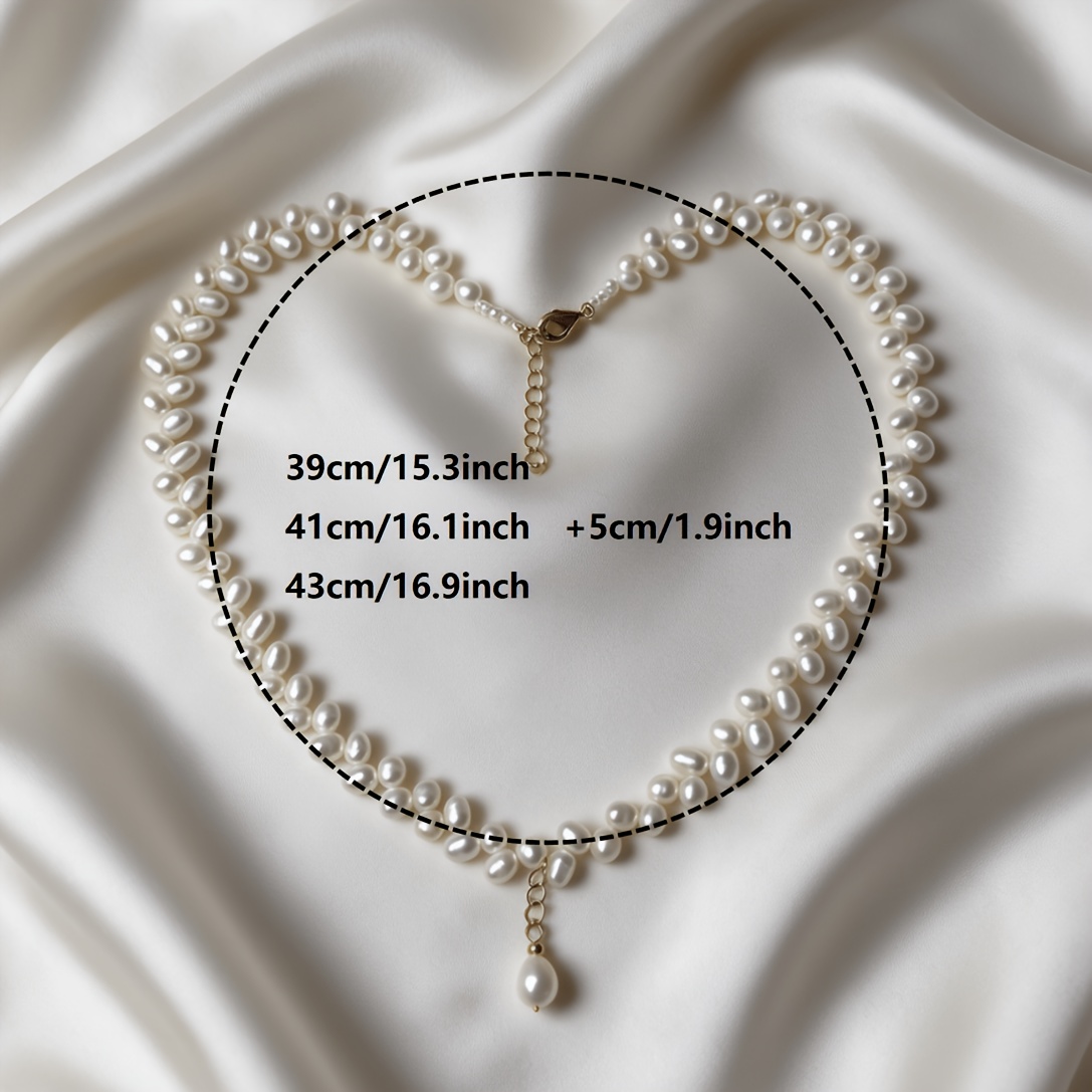 Women's 14K Gold Plated Handwoven Pearl Necklace, Baroque Design