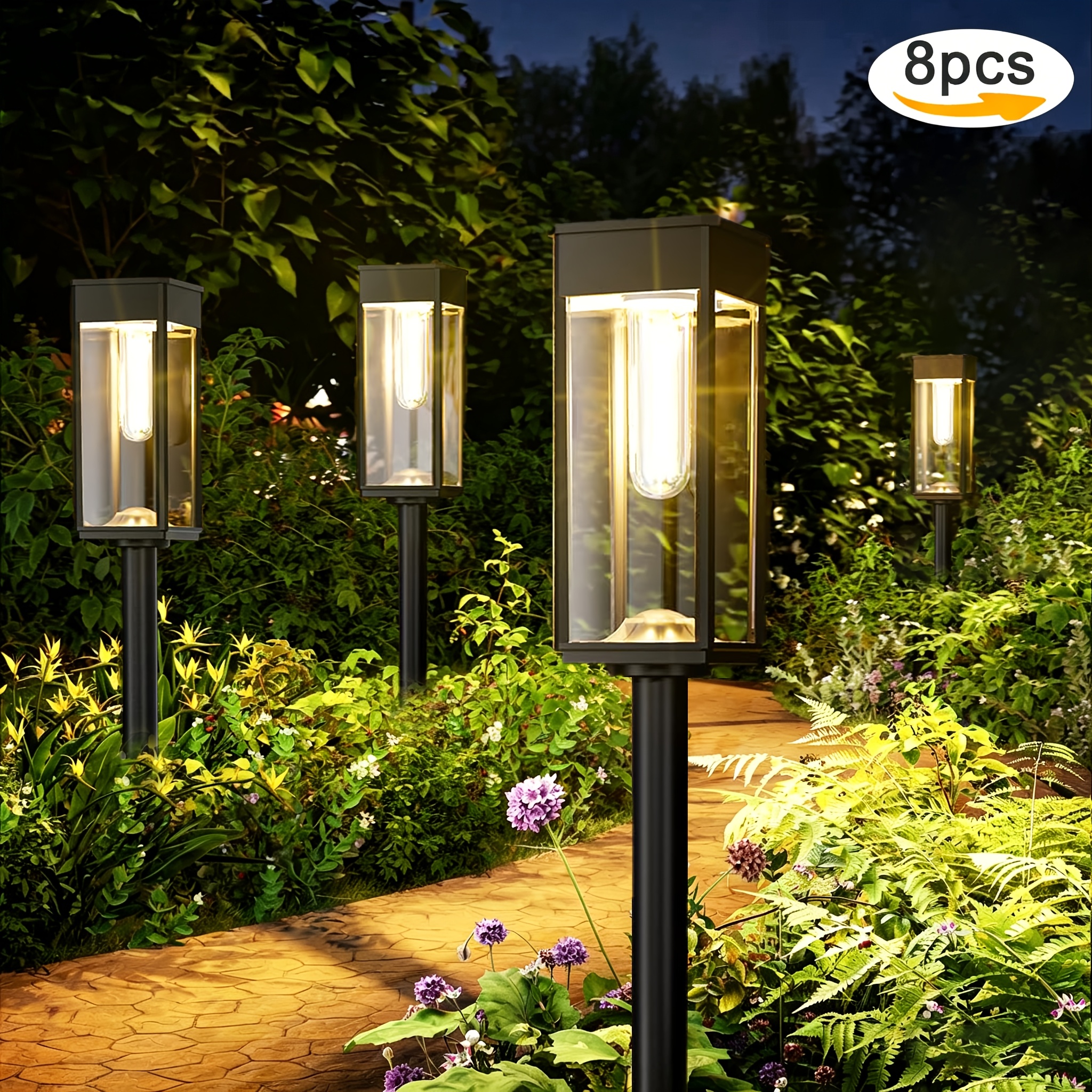 outdoor solar pathway lights 4 8 pack outdoor bright solar lights ip44 solar garden lights solar landscape lighting for yard patio walkway driveway pathway warm white