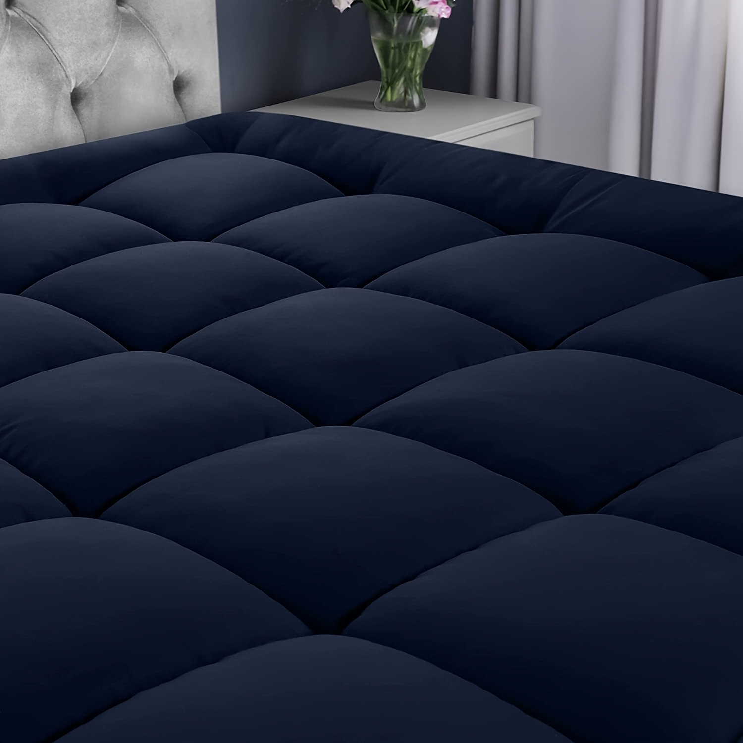 Super Soft 4Inch/ 10 Cm Deep Fill Mattress Topper Luxury Quilted Bed Pad With Elastic Corners Breathable, Durable, Machine Washable, Ideal For Single, Double, King Super King Beds For All Season Comfort