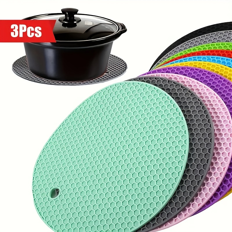 

3-pack Silicone Heat Resistant Mats - Multipurpose Non-slip Kitchen Pads For Pot Holders, Placemats, Jar , Spoon Rests, Coasters - Uncharged Kitchen Tools