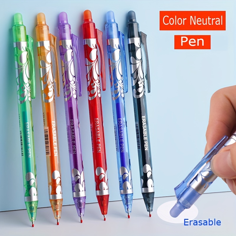 

6-pack Erasable Gel Ink Rollerball Pens, (0.5mm) Plastic, Smooth Writing For Office And School Supplies