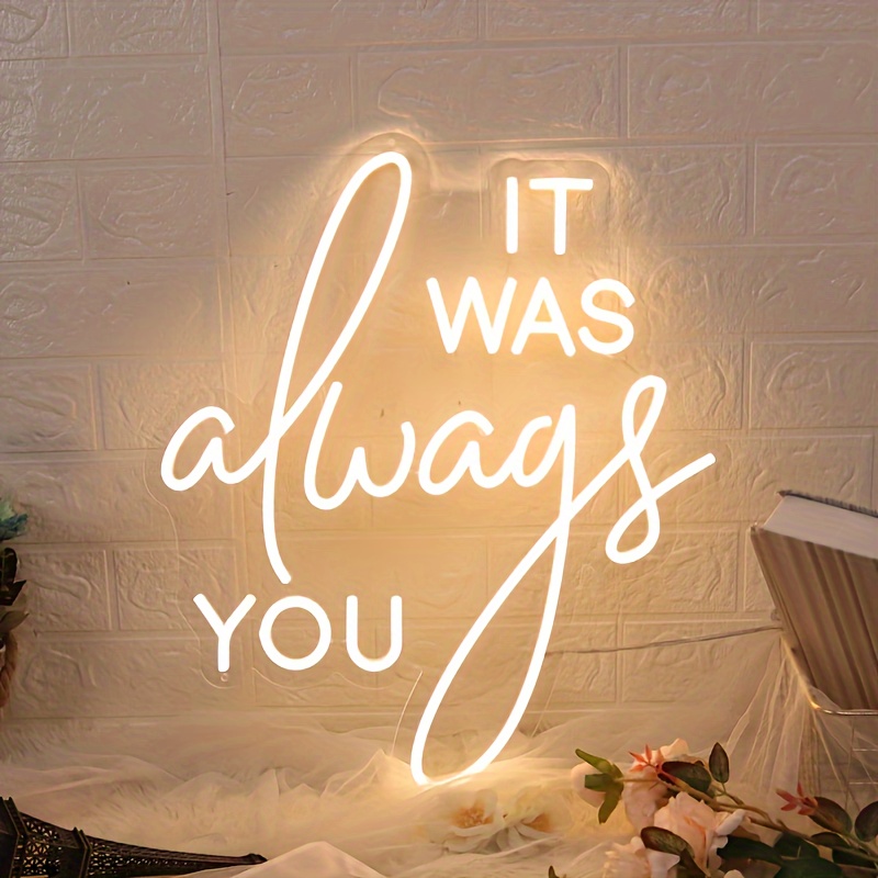 Image of It Was You" Romantic Neon Led Wall Sign - Vibrant Usb-powered Decor For Weddings, Proposals, Parties, Bedrooms & Home Ambiance - Colorful Cursive Font, Plastic Material, Easy Wall Mount, Wedding Decor
