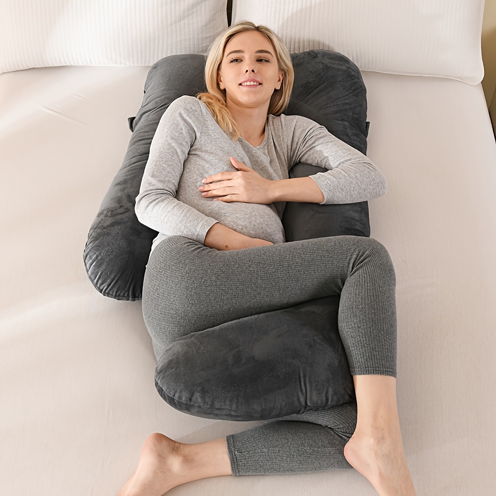 47 inch   pregnancy pillow for sleeping with removable grey velvet cover full body pillow maternity pillow pregnant women must haves items clearance deal