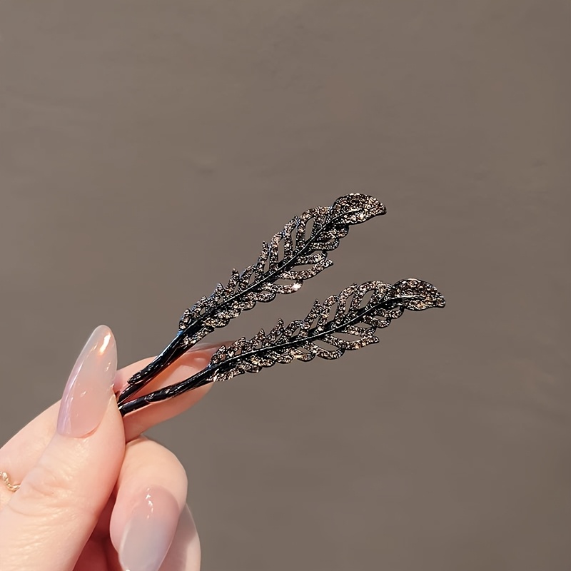 TEMU Korean-style Exquisite High-end Feather Hollow- Clip, Fashionable And Versatile Bangs And Hair Straight Clip, Hair Clip For Women