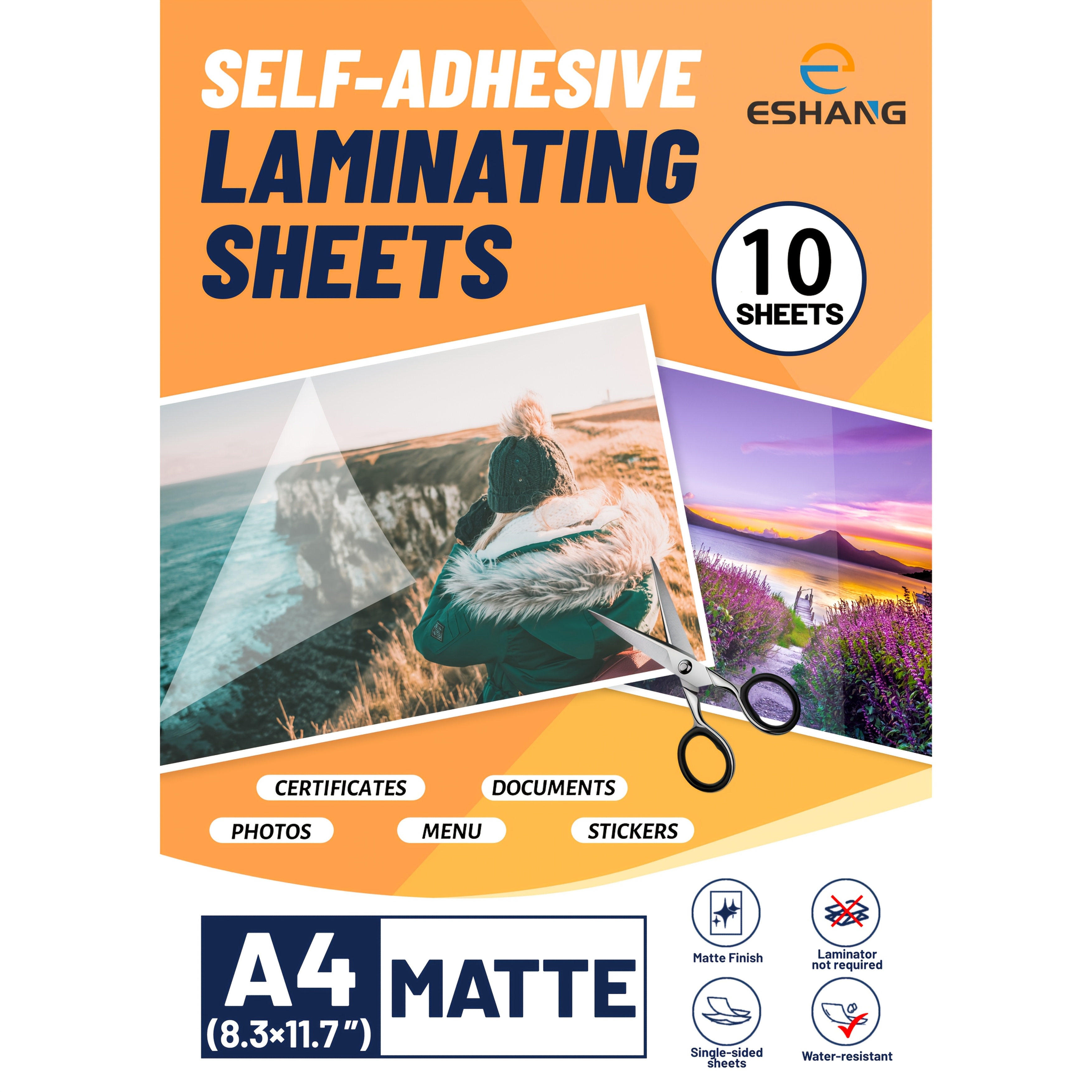 TEMU Feuilles de plastification auto-adhésives, film laminé en vinyle transparent, papier autocollant de laminage de surcouche transparent - Mat,