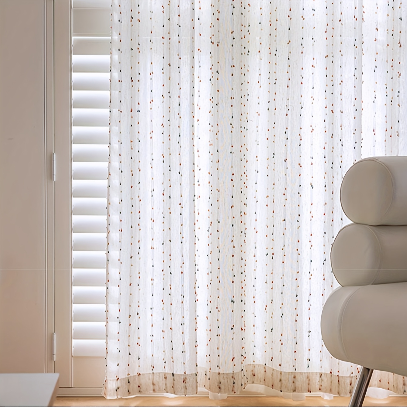 Image of 1pc Vintage Cute Colorful Sheer Curtain For Bedroom Balcony Bay Window
