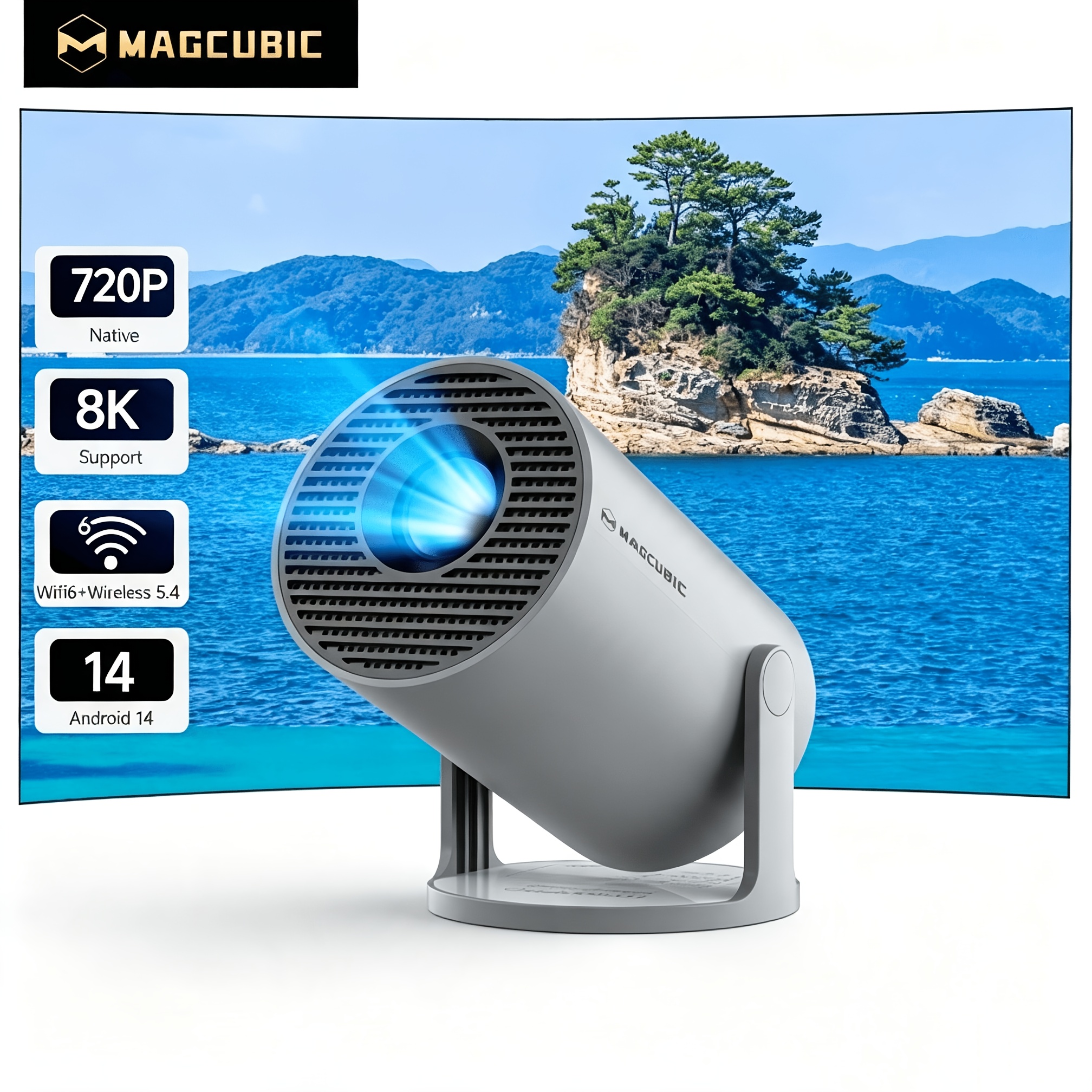 Image of Magcubic 2026 New Hy300pro Projector With Wi-fi 6 Bt 5.4, Smart Projector With Native 720p, Supports 8k, 360ansi, Built-in 14.0 Compatible With Laptops, And Smartphones