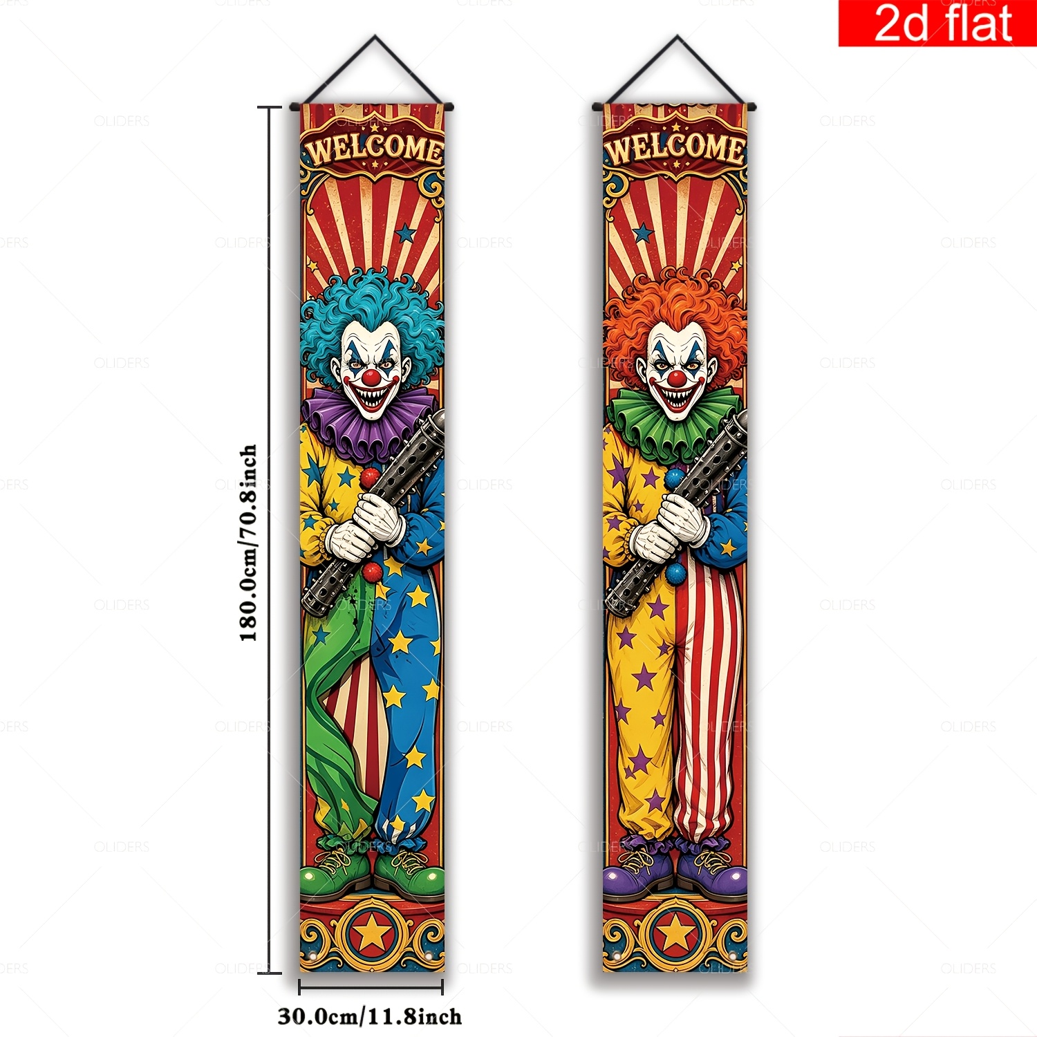 TEMU 2d Flat, 2d Flat Banner, 2pcs, Halloween-themed Front Porch Sign Banner,, Dark Retro Image, Suitable For Halloween Spooky Front Porch Party