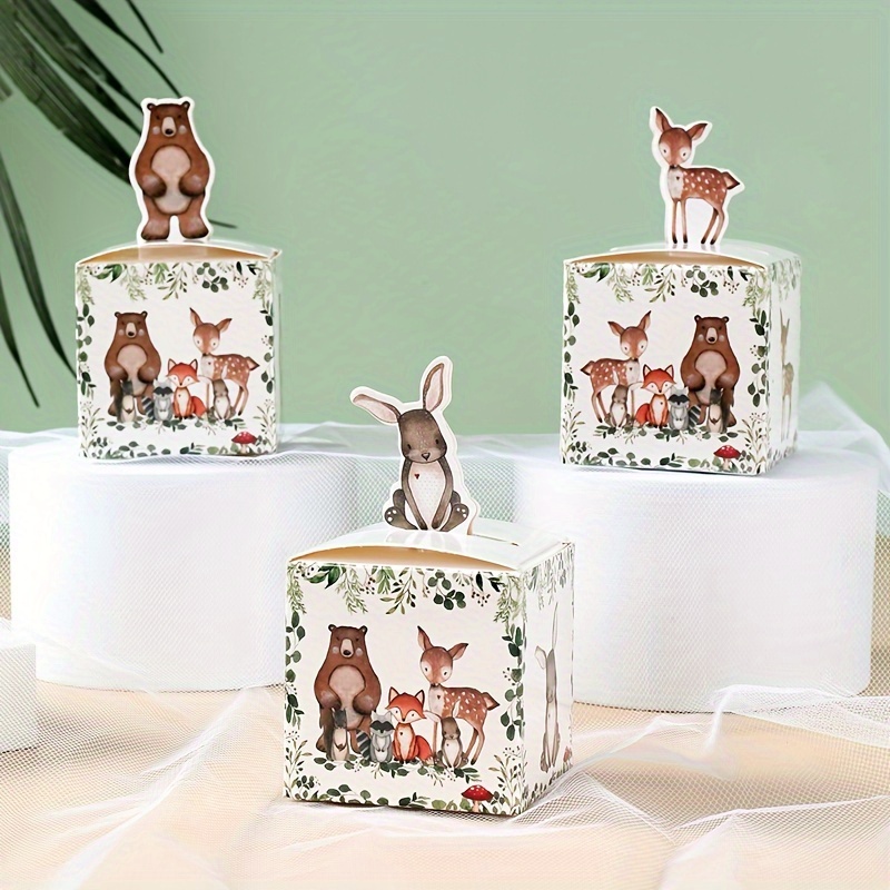 

24pcs Woodland Themed Candy Boxes - Birthday Parties, Gender Reveals & Showers - High-quality Paper Dessert Packaging