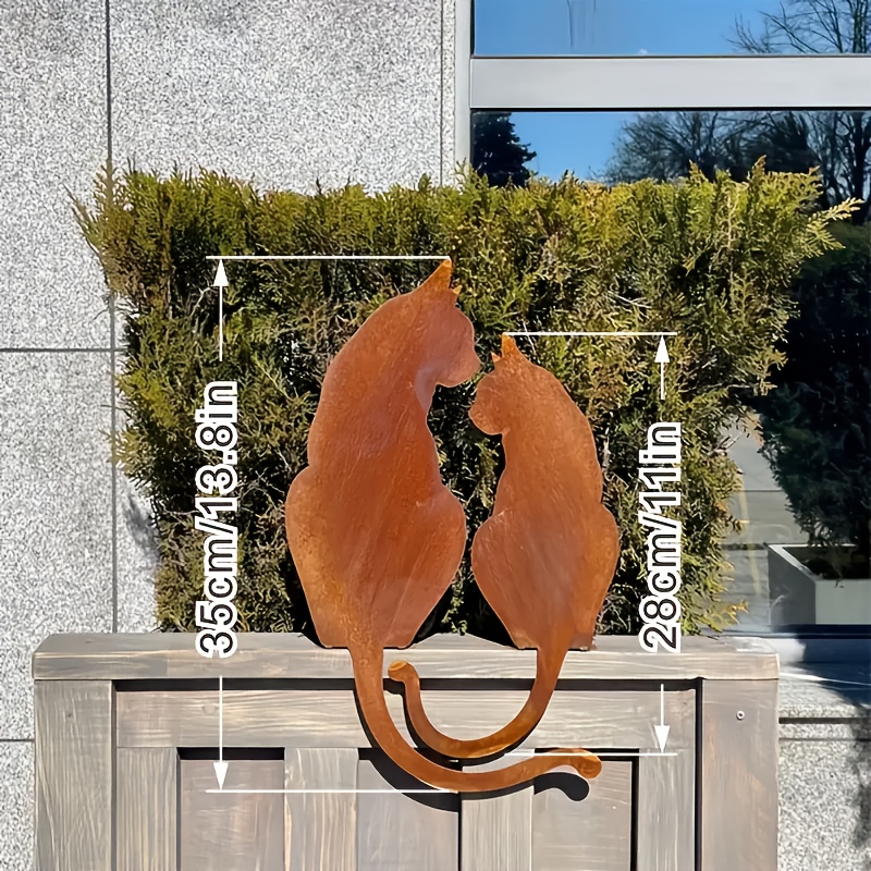 E-shop Rustikale Eisenkatzen-Skulptur-Set, Outdoor-Gartendekoration, -Deko für und Rasen, Landhausstil-Statue für die Terrasse – für Thanksgiving