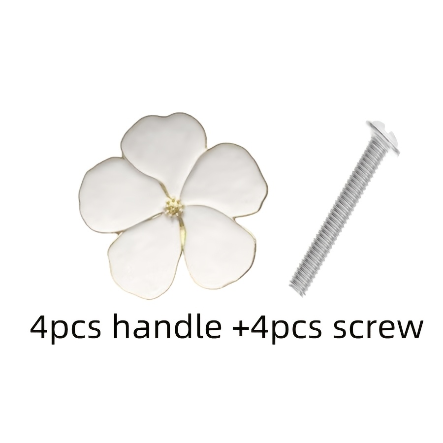 TEMU 4pcs 2pcs Exquisite Cabinet Drawer Ornament White Flower Drawer Handle