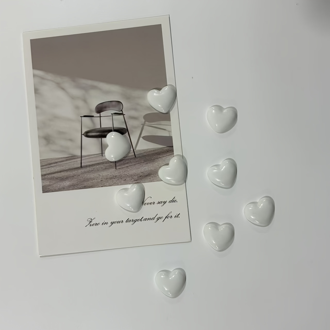 TEMU 9-pack White Small Heart Refrigerator Magnets, Suitable For Kitchen, Office, Dishwasher, Vibrant Colors, Great Gift For Christmas, Valentine's