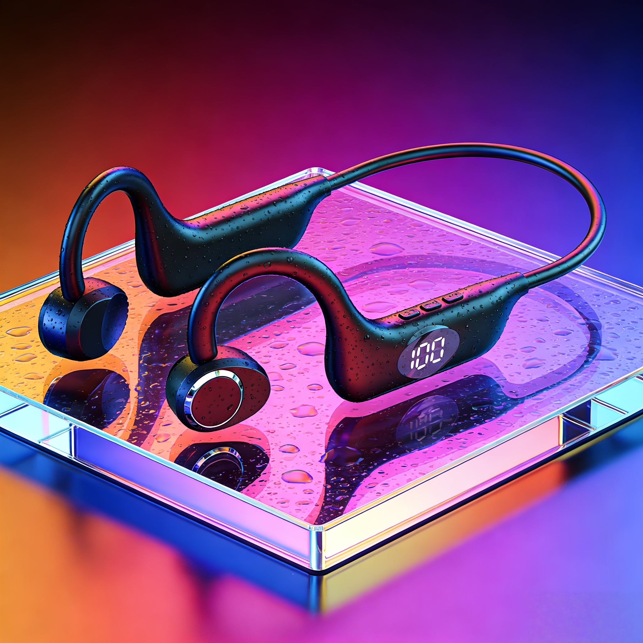 TEMU Bones Conduction Headset Wireless Headphones New 5.3 Open-ear Sports Earphones With Mic Led Display, Long , Wireless Headset For Running Cycling