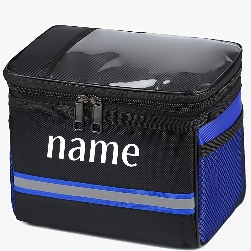TEMU Gepersonaliseerde naam op de voorkant van de tas - Gepersonaliseerde teksttas voor fietsen, met een brede reflecterende strip aan de voorkant