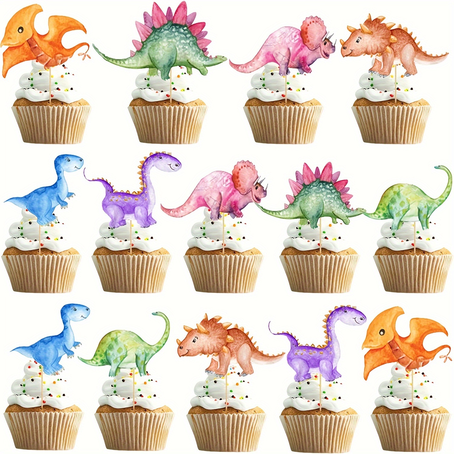 

42-piece Dinosaur Cake Topper Set - Watercolor Dino & Egg ' Birthday, Baby Shower & Party Decorations