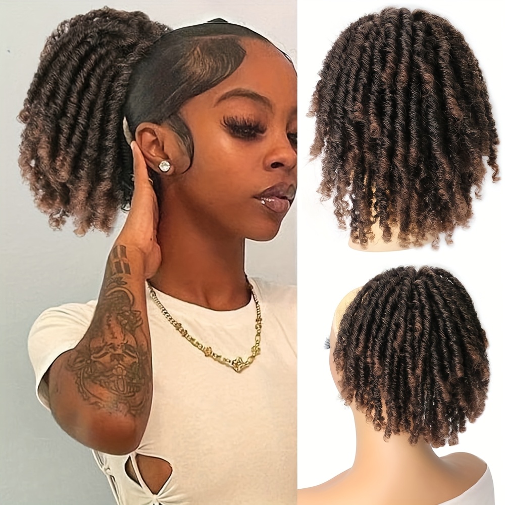 6 inch short dreadlocks drawstring ponytail hair extensions synthetic   locs clip in pony tail hair piece for women details 10