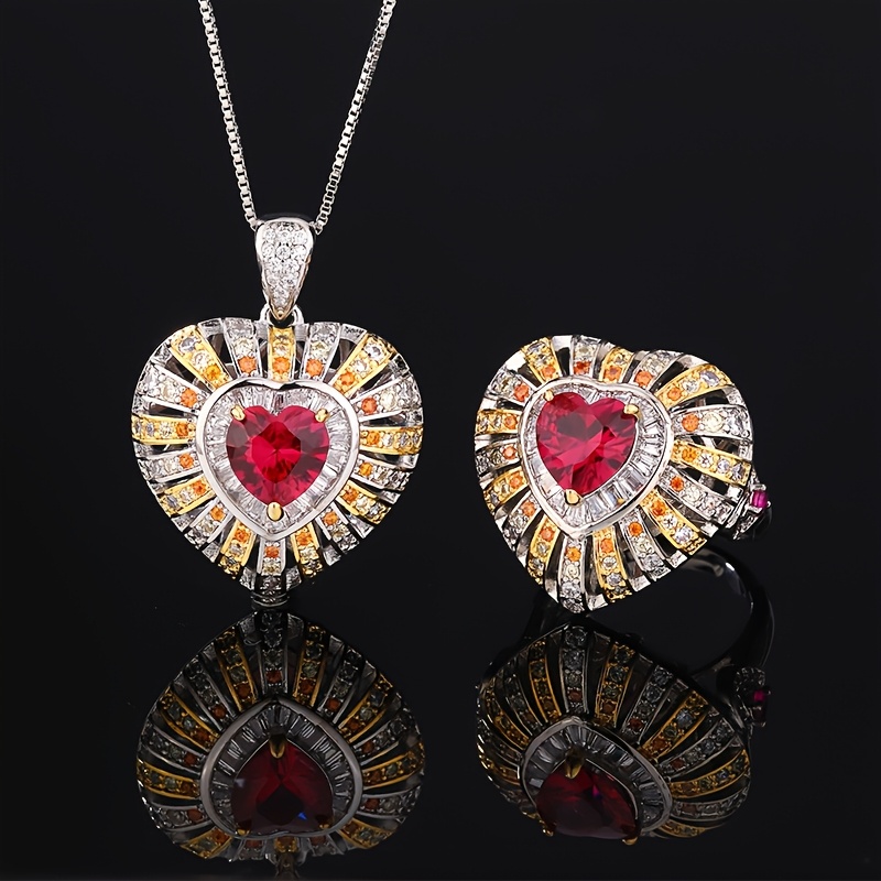 Lucky Lady Necklace Ring with Heart Shape