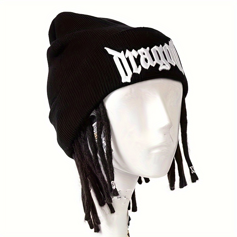 Punk Rock Rapper Dreadlocks Beanie Hat Embroidery Cool Black Cotton Knitted  Hat Casual Leisure Dancing Accessory Cosplay Prop - Jewelry & Accessories -  Temu