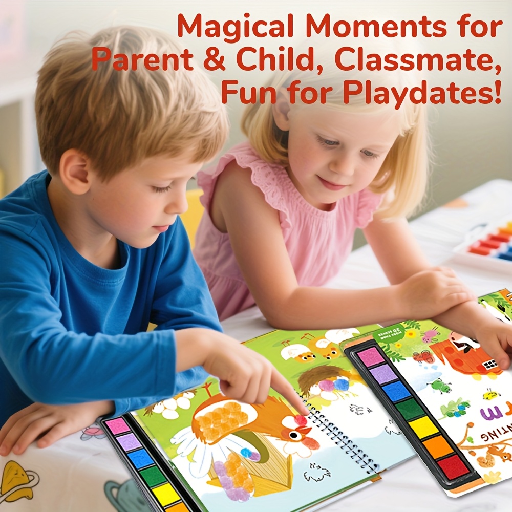 MAGIC FARM, 30+ Farm animals scenes, DIY Coloring Book for Finger Painting, toys, Crayola Color Wonder Mess Free Fingerprint Ink Painting Activity Set, Finger Painting Alternative, Toddler Coloring, Travel Activity, Gift for Toddlers, classroom resources primary, colouring books, Bear Tale?