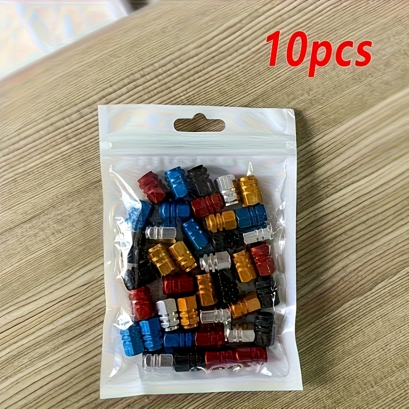 TEMU 10 Stainless Steel Valve Caps For Cars And Bicycles- Durable Tire Covers In 5 Colors