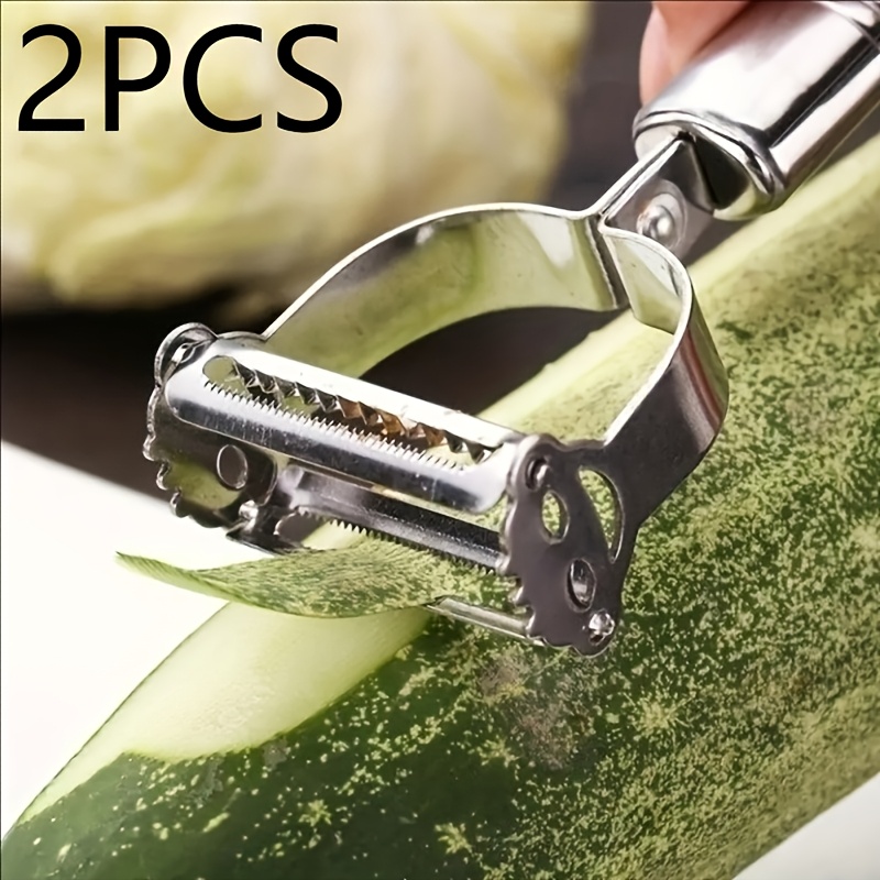 TEMU 2pcs-stainless Steel Multifunctional Kitchen Tool - Sharp Blade Peeler And Slicer For Potato, Carrot, Etc. - Ergonomic Handle For And High Food