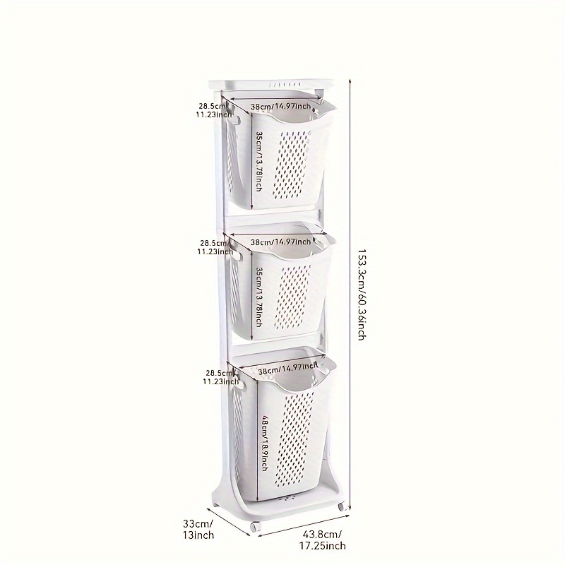 Image of 2/3/4-tier Extra Large Laundry Hamper, Household Dirty Clothes Storage Basket, Bathroom Organizer Shelf, Laundry Basket Storage Bin, Clothes Hamper, Laundry Hampers