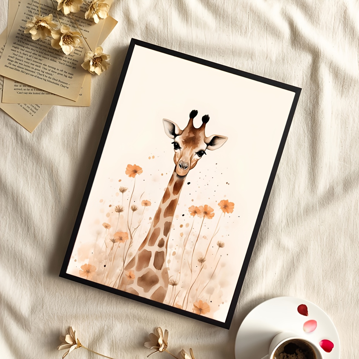 Unframed Baby Giraffe Wall Art Print for Nursery Decor