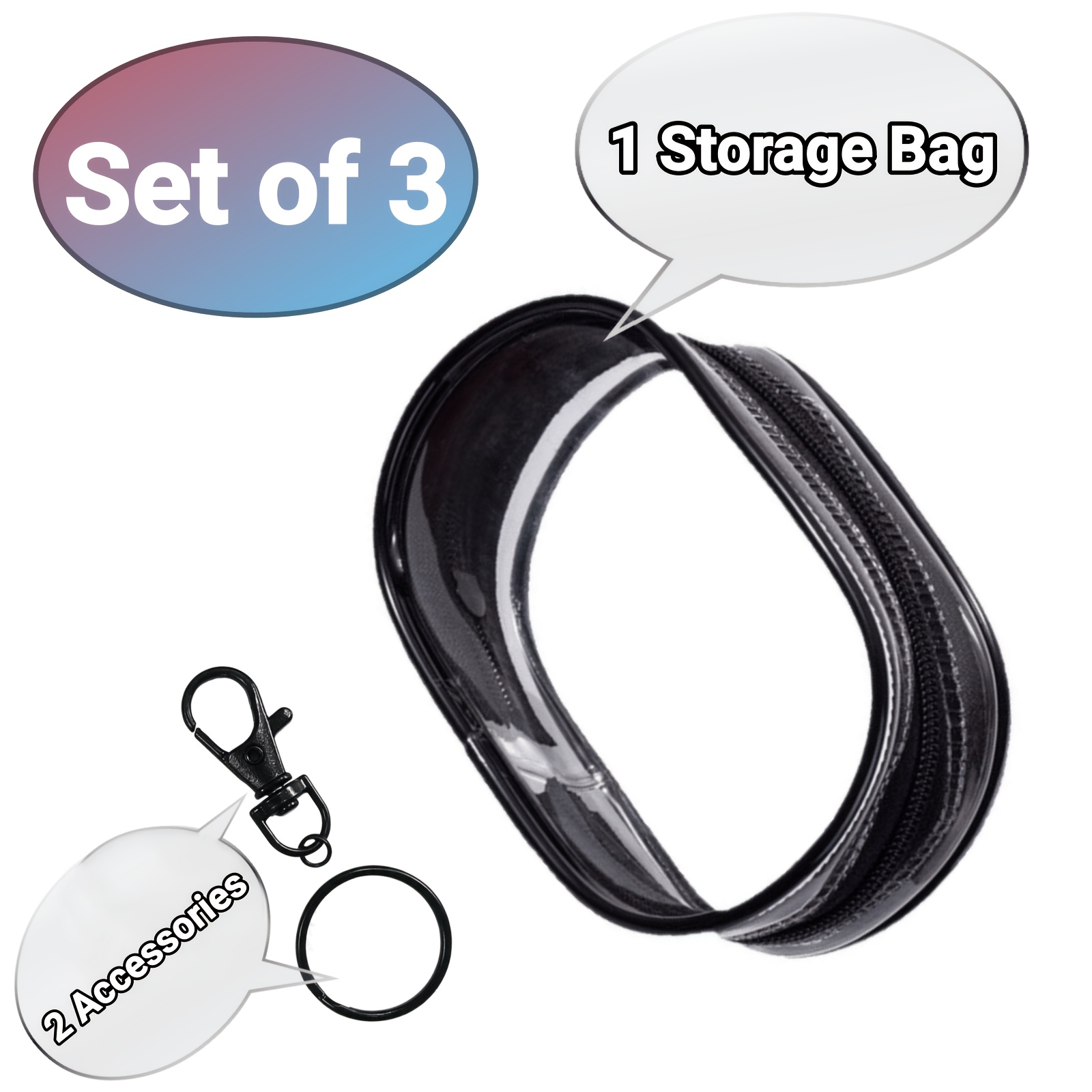 TEMU Keychain Cable Organizer Set, Includes 2 Accessories And 1 Storage Pouch, Total Of 3pcs. Portable Storage Organizer, Suitable For